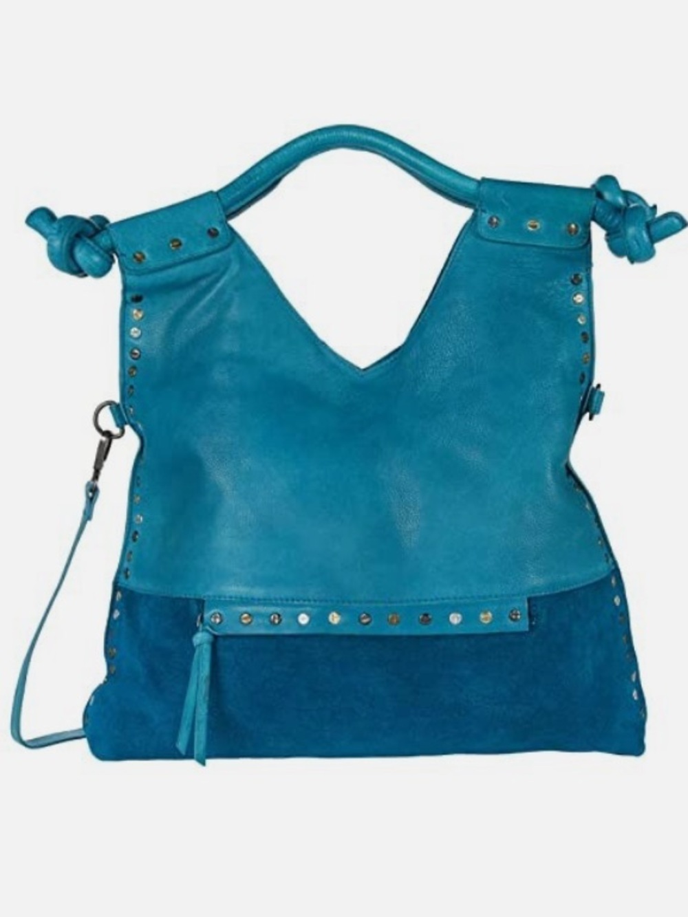 We The Free Valencia Tote/Messenger Crossbody Leather Bag Blue